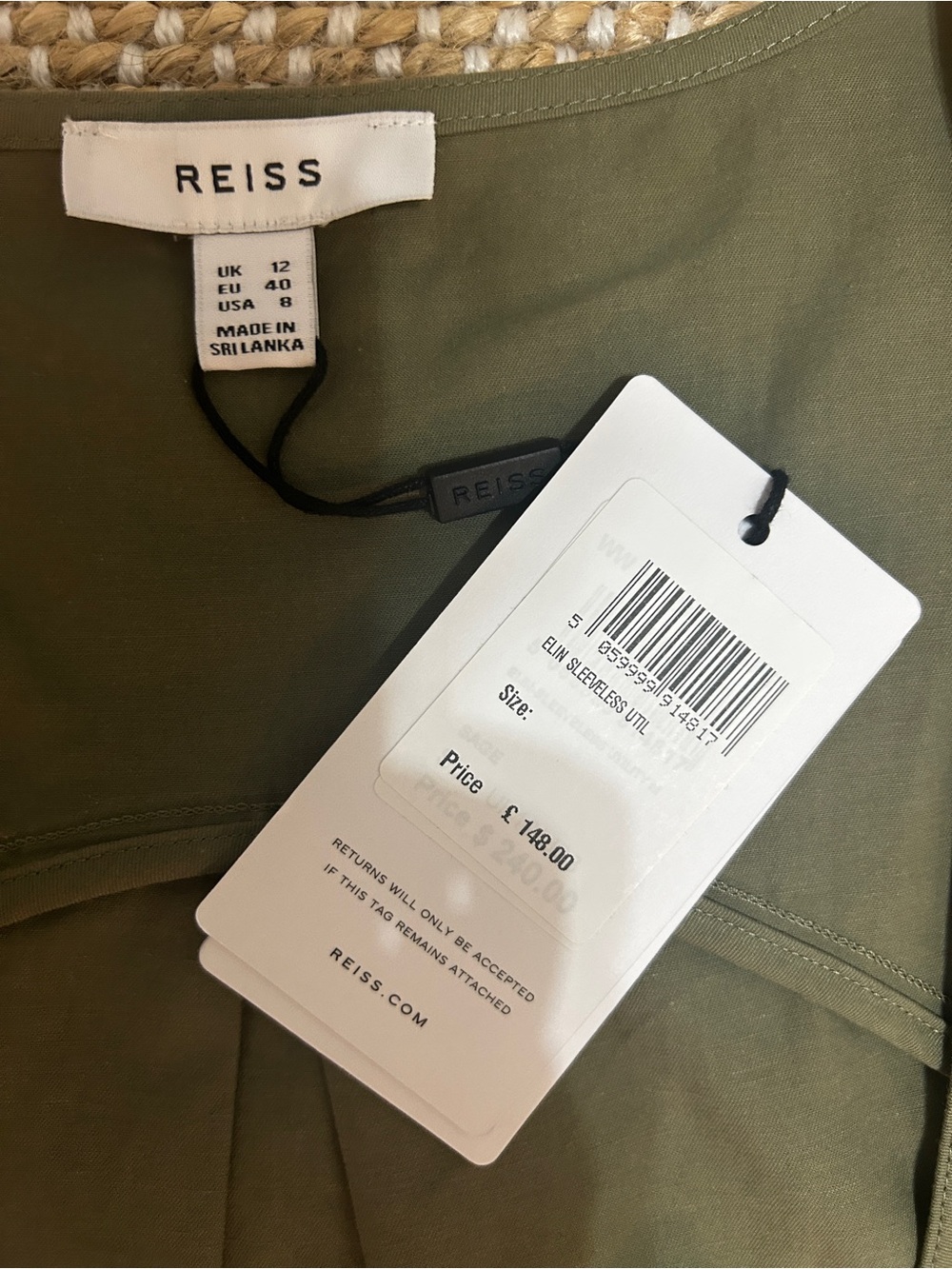 Reiss Olive Green Utility Midi Dress - Picture 7 of 8